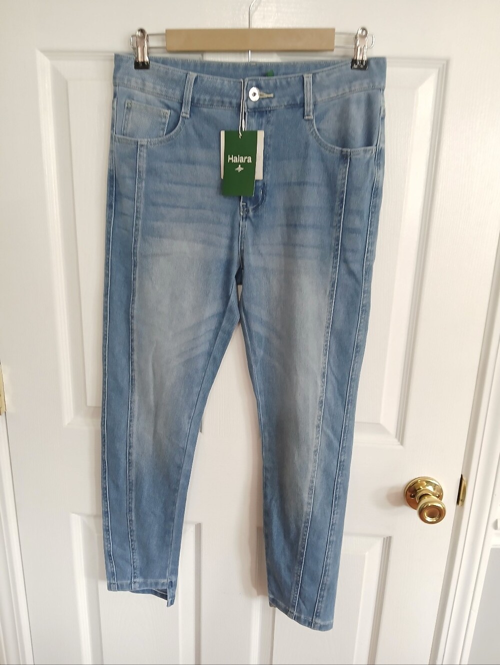 HALARA Mid-low Rise Skinny Sea Blue Denim NWT Comfort Soft Breathable - Picture 2 of 9